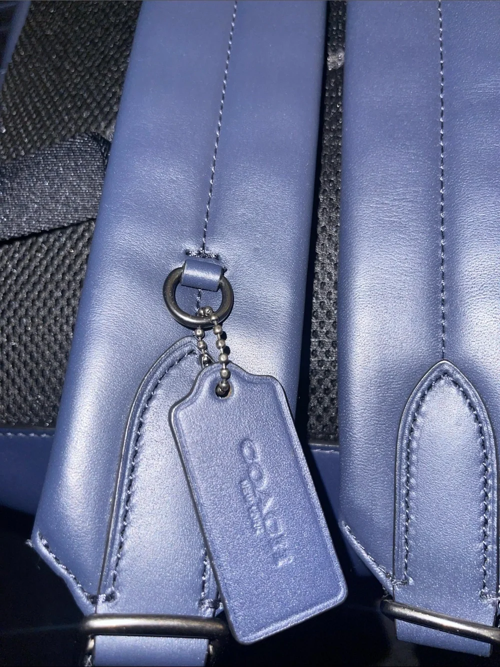 Coach Houston Backpack w/Baseball Stitch (Style F76868) Midnight Navy/Orange NWT